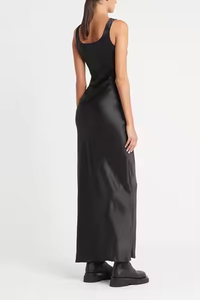 Vestido de verano 2025 para mujer, vestido de seda con cuello redondo y corte al bies, vestido de lujo Maxi de satén indefinido con abertura lateral - Product Image 2