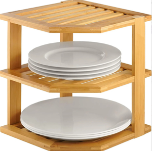 Support d'angle en <span class=keywords><strong>bambou</strong></span> de haute qualité à 3 niveaux pour organiser les épices et les condiments de cuisine, supports et étagères de rangement - Product Image 1