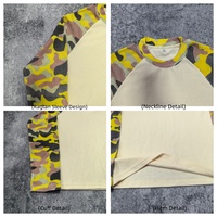 T-shirts à manches raglan imprimés camouflage, effet délavé, en maille gaufrée, coupe ample et oversize, personnalisés, à manches longues pour hommes