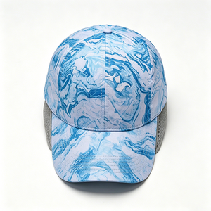 Marble Print 5 Panel Camp Hat with Chin Strap Quick Dry Outdoor Camping Hat for Men Women - Product Image 5