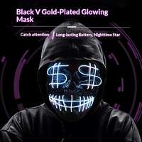 Masque LED lumineux en PVC, motif dollar américain, pour Halloween, carnaval, scène d'horreur, performance d'ambiance, produit transfrontalier très vendu