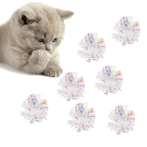 Pets Suppliers Kitten Playing Candy Colored Crinkle Balls Pet Interactive Rattling Paper Ball Pet Cat Toys With Sound