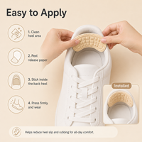 Coussinet adhésif anti-frottement pour talon en mousse texturée gaufrée, forme cacahuète, 4 couleurs, pour escarpins, ballerines, mocassins et baskets