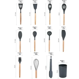 Ensemble de 12 spatules et cuillères à soupe en silicone antiadhésives, ustensiles de cuisine en silicone de qualité alimentaire pour la maison - Product Image 4