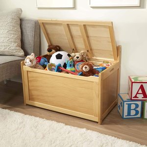 Huiji <b>Wooden</b> Storage Bench 18-Inch Kids <b>Toy</b> Organizer With Lid For Nursery Room - Product Image 4