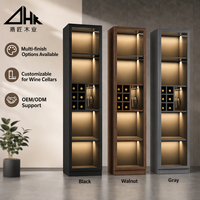 Armoire à vin modulaire moderne en verre avec éclairage LED, unité de rangement de luxe personnalisable pour présentation de spiritueux