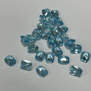 Kubik zirkonia 6.5x8mm lemak persegi panjang bentuk biru langit longgar batu - Product Image 5