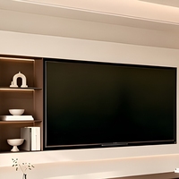 Mueble de TV Moderno Curvo de Lujo con Acabado Mate, Mueble Multimedia Integrado con Retroiluminación LED y Consola con Textura de Nogal