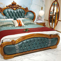 Lit Double Noir et Or en Bois Massif de Luxe, Grand Lit Nuptial pour Appartement et Chambre à Coucher