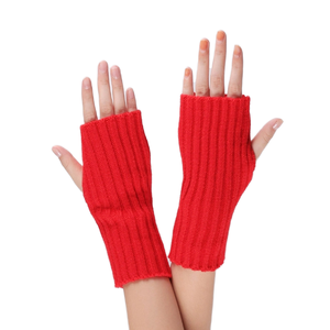Manchettes d'hiver à doigts ouverts pour femmes Gants chauds au crochet sans doigts-Style uni pour gants en acrylique <span class=keywords><strong>Mitaines</strong></span> - Product Image 1