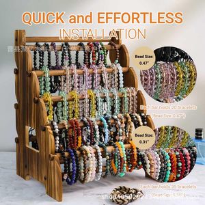 Organizador de Joyas de Madera de 5 Niveles para Escritorio, para Pulseras y Relojes, Acabado Blanco Quemado - Product Image 2