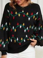 Pull de Noël européen et américain pour femme, best-seller de la mode, col rond doux, tricot ample de Noël