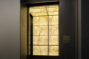 SHIHUI คุณภาพสูงสไตล์โมเดิร์นขัด Backlit กระเบื้องหินอ่อนโปร่งแสงหินนิลสีขาวธรรมชาติวิลล่าตกแต่งลิฟท์ Cab - Product Image 4