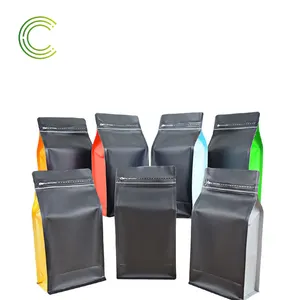 알루미늄 호일 맞춤형 커피 콩 플랫 바닥 파우치 크래프트 종이 커피 가방 재밀봉 지퍼 비닐 가방