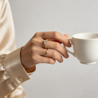 Maßgefertigter 925 Sterling Silber 18K Vergoldeter Ring für Damen Feiner Schmuck Besetzt mit Kubischem Zirkonia für Hochzeit Party & Jubiläum