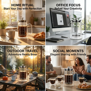 Cafetera de prensa francesa de vidrio de borosilicato de gama alta Kingze, tetera portátil de doble pared sin BPA de 350ml y 1000ml para uso doméstico - Product Image 4