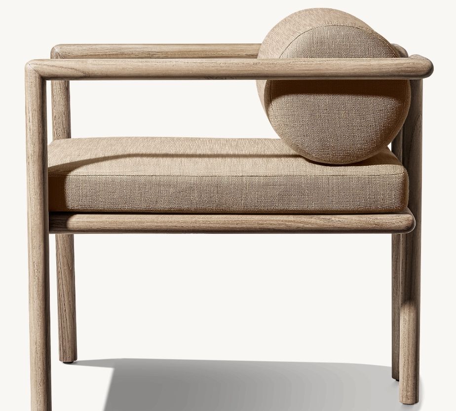 Hotel Garden Outdoor Palma Teak Dining Armchair Teak Fabric Seat Dining Chair Table Set