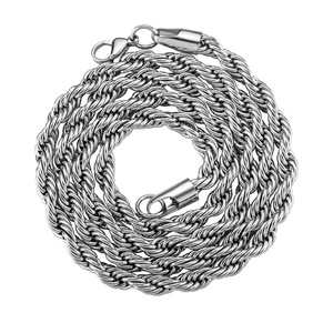 Hip Hop Unisex 5mm Thickened Reinforced Stainless Steel Polished Electroplated Colorfast <b>Rope</b> <b>Chain</b> Set Necklace Bracelet - Product Image 5