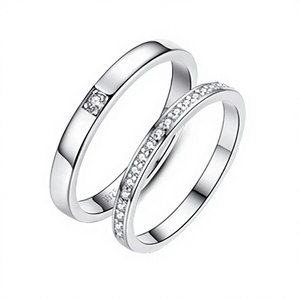Bagues de mariage en argent plaqué avec zircon taille princesse, prix abordable, promotion Saint-Valentin, cadeaux pour amoureux - Product Image 2