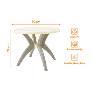 Modern Virgin PP <b>Plastic</b> <b>Garden</b> <b>Table</b> Heavy Duty 90cm Outdoor Patio Dining <b>Table</b> Easy Assembly Durable Waterproof - Product Image 2
