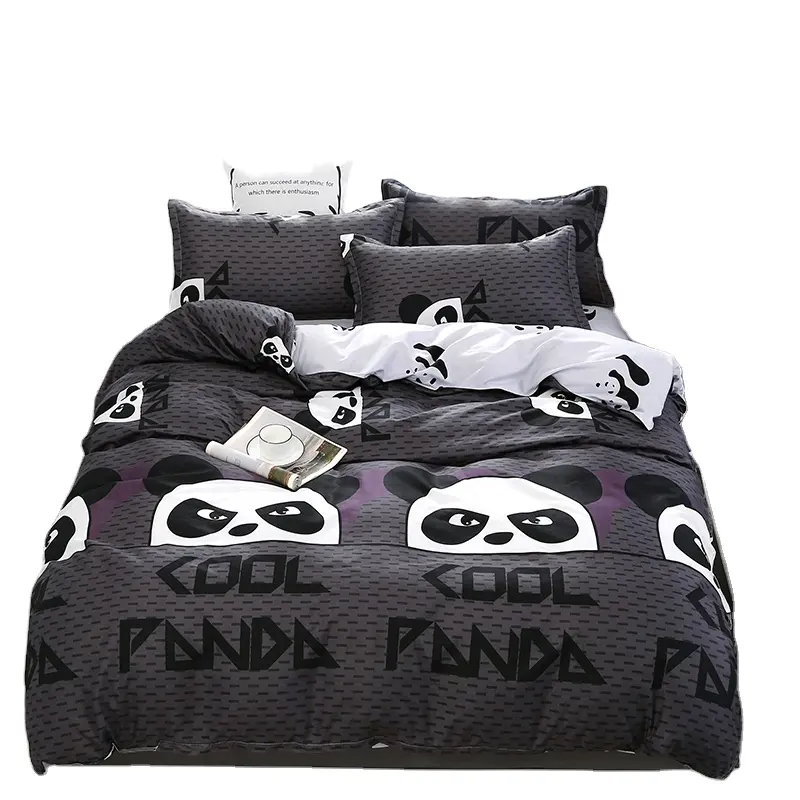 Ropa de cama para el hogar juego de ropa de cama con estampado de Panda lindo disperso de buena calidad, juego de funda de edredón