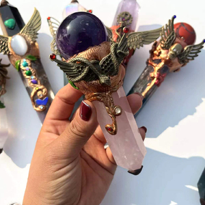 Wholesale Custom Natural Crystals Healing Magic <strong>Wand</strong> Hand Made <strong>Witch</strong> Reiki Crystal Point Magic <strong>Wand</strong> for Sale - Product Image 6