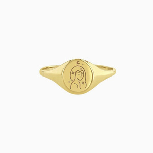 Anillo Ovalado de Acero Inoxidable con Diseño de Luna de Ensueño, Chapado en Oro de 18k, Delicado, Impermeable, con Estrellas, Joyería Personalizada - Product Image 4