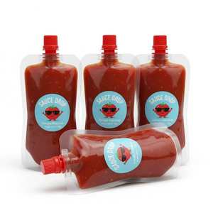 Sachet découpé en forme de bouteille imprimé sur mesure pour l'emballage individuel de ketchup, de <span class=keywords><strong>moutarde</strong></span> et de sauces - Product Image 1