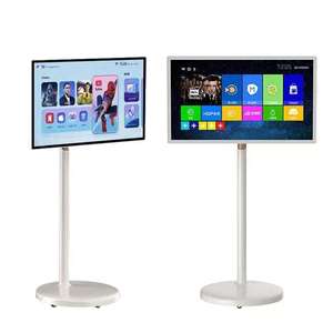 Téléviseur intelligent Android interactif avec écran tactile, écran rotatif, rétroéclairage LED, cabinet blanc, mobile, D27, téléviseur intelligent portable - Product Image 1