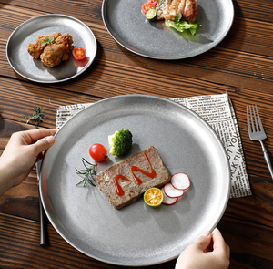 <span class=keywords><strong>Assiette</strong></span> Ronde en Métal Rétro Personnalisable avec Logo, Style Vintage, en Acier Inoxydable pour Steaks et Desserts – Idéale pour Restaurants et Hôtels - Product Image 2