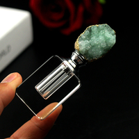 Jolie bouteille d'huile de parfum en cristal, pour cadeau de mariage, avec pierre d'agate naturelle, 3ml, 1 pièce
