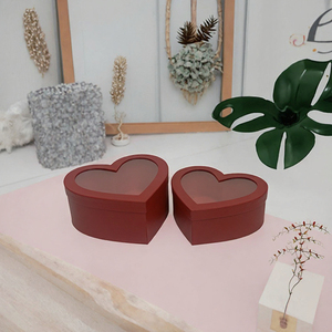 Caja de Regalo de Flores de Cartón Biodegradable Especial en Forma de Corazón con Ventana y Forro de Esponja, Juego de Dos Piezas - Product Image 3