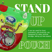Personnalisé 50g,100g Impression Zip Lock Ziplock Logo Bonbons Alimentaires Forme Plastique Stand up Pouch Emballage Mylar Sac