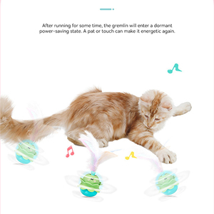 Nuovo gatto-solletico macchina rotante auto-alto divertente bastone piccolo mostro <span class=keywords><strong>suono</strong></span> elettrico piuma giocattolo per animali domestici - Product Image 4