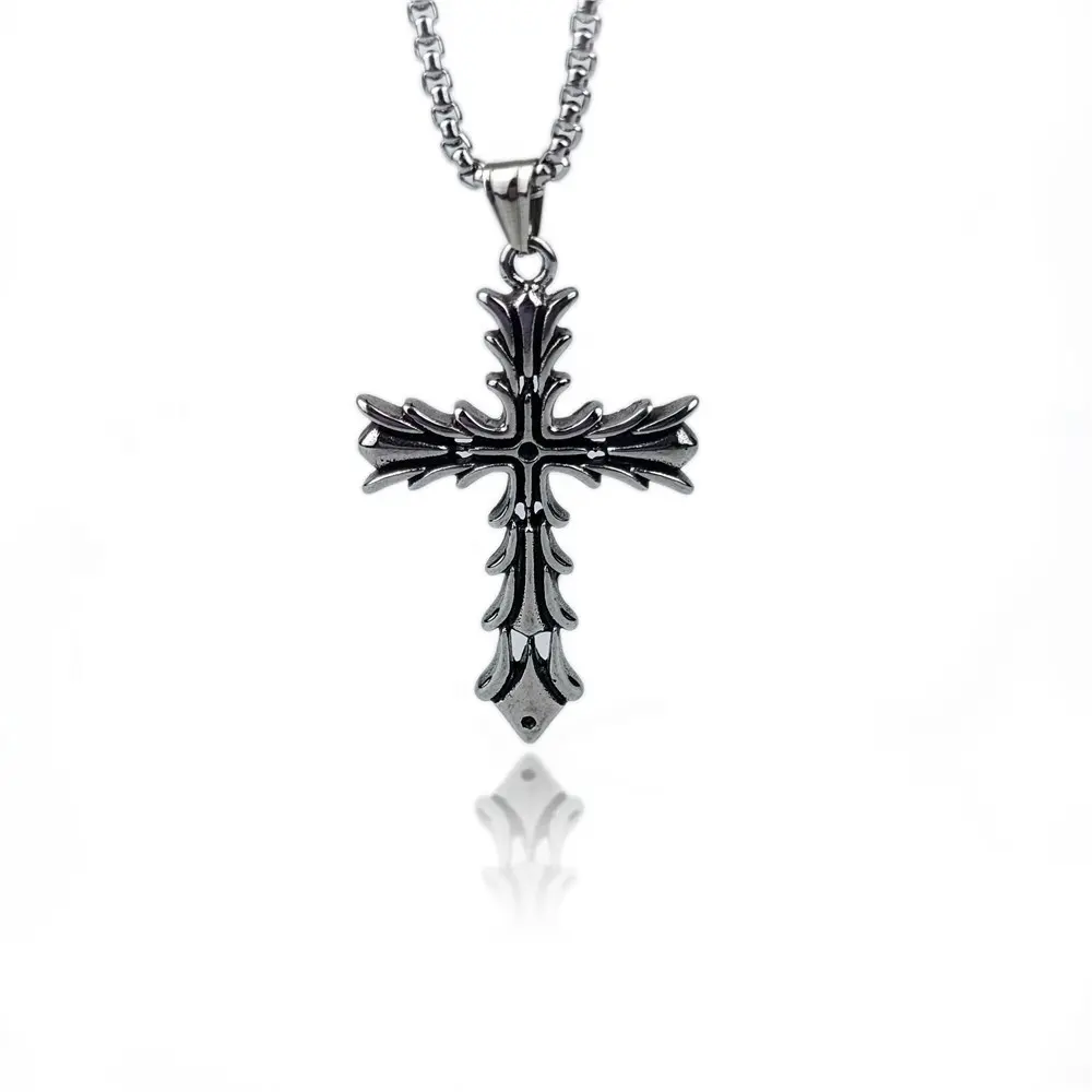 OEM ODM Custom Thorn Cross Pendant Necklace For Men Quality 316L Stainless Steel Necklace Fashion