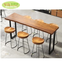 Table basse en bois moderne pour restaurant - Table en bois de chêne à bord brut pour salon, café et usage commercial