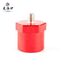 Échantillon Gratuit - Isolateur de barre omnibus JYZ BMC, base hexagonale rouge avec insert en laiton, 660V, pour armoire de commutation basse tension, conforme ROHS. Fabricant OEM