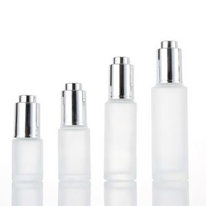 30 ml Clear Frosted <b>Press</b> Luxury Push <b>Button</b> Gold Pipette Essential Oil Glass Bottle with Gold Silver Top - Product Image 5