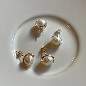 VIANRLA zierliche Süßwasser perlen Ohrringe 925 Sterling Silber Perlen Ohr stecker für Frauen