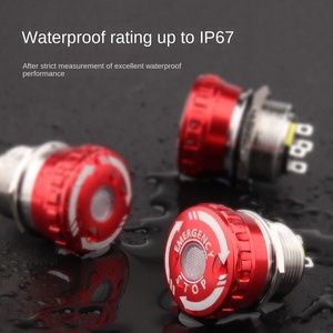 ปุ่มหยุดฉุกเฉินสแตนเลส 16 มม./19 มม./22 มม. ปุ่มกดนิรภัยแบบ Scram Safety E-stop ปุ่มกดฉุกเฉิน IP67 พร้อมไฟ LED วงแหวน 250V - Product Image 5