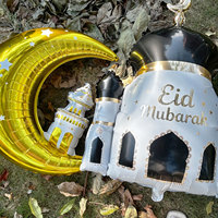 Ballon en aluminium géant autoportant Mosquée de l'Aïd, impression or blanc 3D, décorations de fête du Ramadan et de l'Aïd al-Fitr