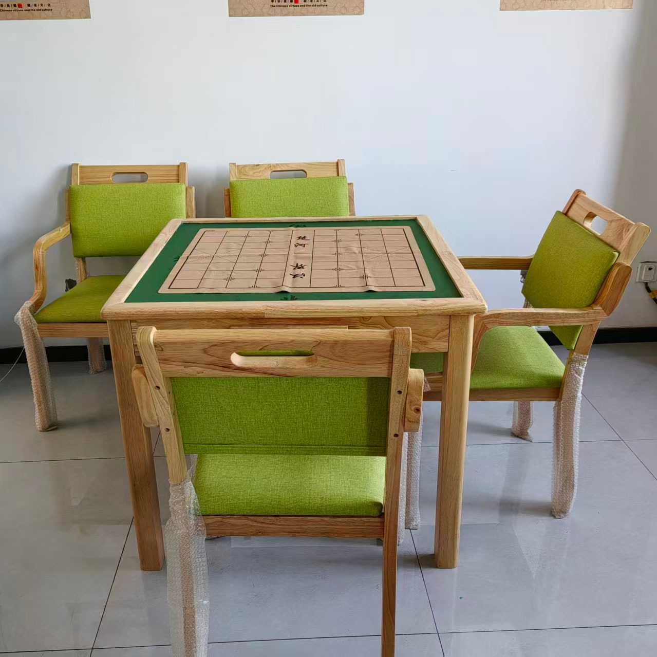[Couleur bois naturel] Table d'échecs et de cartes