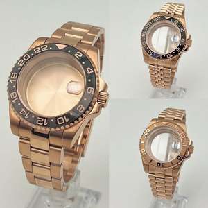 Caja de Reloj de Acero Inoxidable de 40 mm con Correa Completa de Acero Rosa, Cristal de Zafiro, Compatible con Movimiento NH34/NH35 - Product Image 2