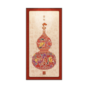 Modern Minimalist Luxury Entryway Decorative Painting With Auspicious Gourd Red <b>Frame</b> Rectangle Oil <b>Canvas</b> Chinese New Year - Product Image 5