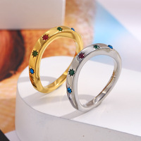 Bagues en acier inoxydable plaqué or haut de gamme au design unique, ornées de strass colorés irréguliers, pour femmes, bijoux de mode pour mariage et soirée