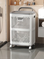 Panier à linge moderne en plastique grande capacité, pliable avec roulettes, anti-poussière, pour salle de bain et rangement de placard, blanc/marron