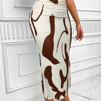 Viviblook Z614SK01 Nouvelle jupe crayon longue taille haute moulante à motif imprimé zèbre pour femme, coupe ajustée et queue de poisson, très tendance