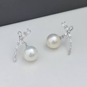 ต่างหูเงินแท้ S925 แบบเรียบง่าย รุ่น 22393DIY พร้อมถาดเปล่าสำหรับใส่ไข่มุก ขนาด 9-13 มม. ต่างหูแฟชั่นแบบห้อย - Product Image 2