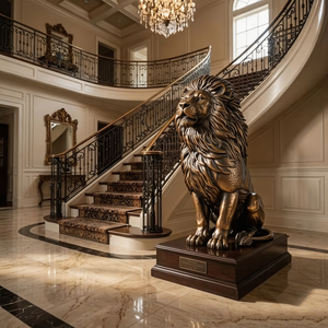 Estatua de León Sentado de Bronce Fundido a Mano, Tamaño Real, Escultura Realista de León Macho para Jardín, Exteriores, Hotel, Plaza, Propiedad - Product Image 4