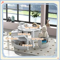 Meubles pour enfants, table à dessin sensorielle d'apprentissage, table et chaise en bois pour enfants, design rond emboîtable avec 4 tabourets de rangement